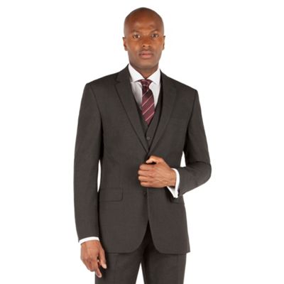The Collection Charcoal plain tailored fit 2 button suit jacket